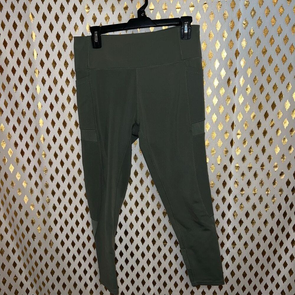 Nicole Miller sport leggings with mesh panels sage green size XL